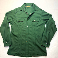Vintage 70s Levi s Panatela Tops Green Pearl Snap Shirt Jacket Mens M Disco West