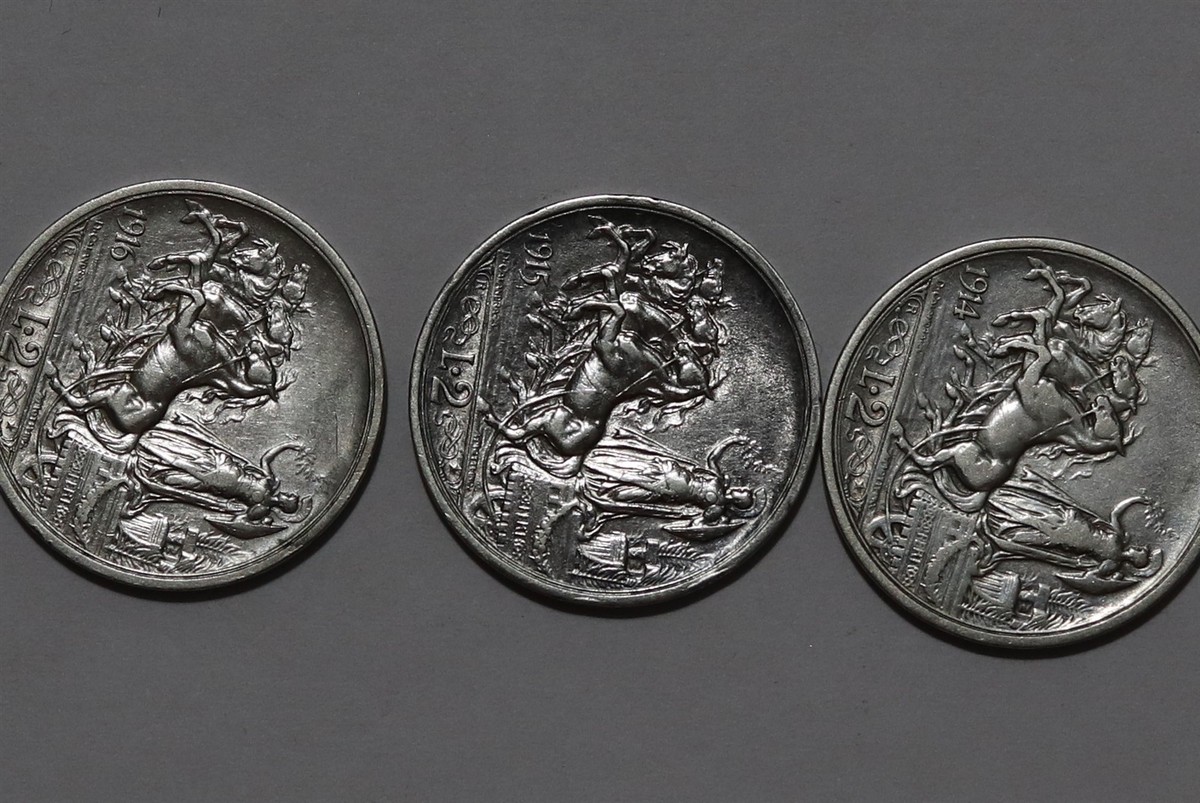 🧭 🇮🇹 ITALY 2 LIRE 1914/1915/1916 ALL SILVER B84 #29 ZP34