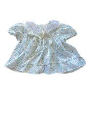 Vintage 80s Cutest One Baby Girl Floral Lace Trim Dress Size 12 Months