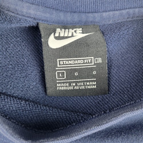Nike Sweatshirt Youth Large Navy Blue Fleece Swoosh Crew Neck Athletic Spellout - Picture 10 of 11