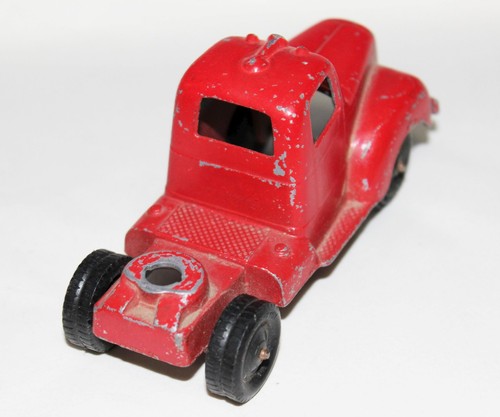 Remolque tractor plataforma cabina roja fundido a presión para autos de juguete Tootsietoy vintage - Imagen 4 de 5