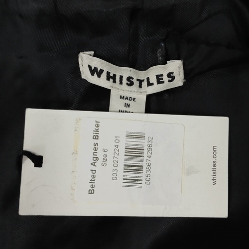 Whistles Belted Agnes Biker Jacket S UK 8 10 Black Leather New RRP £299 FPL-RMF - Picture 5 of 8