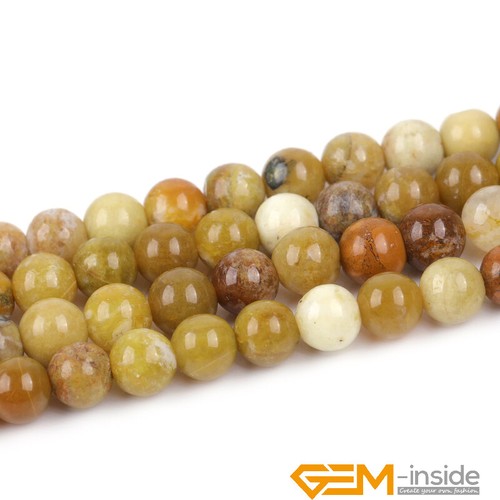 Natural Yellow Opal Gemstone Round Loose Spacer Beads for Jewelry Making 15" AU - Picture 33 of 46
