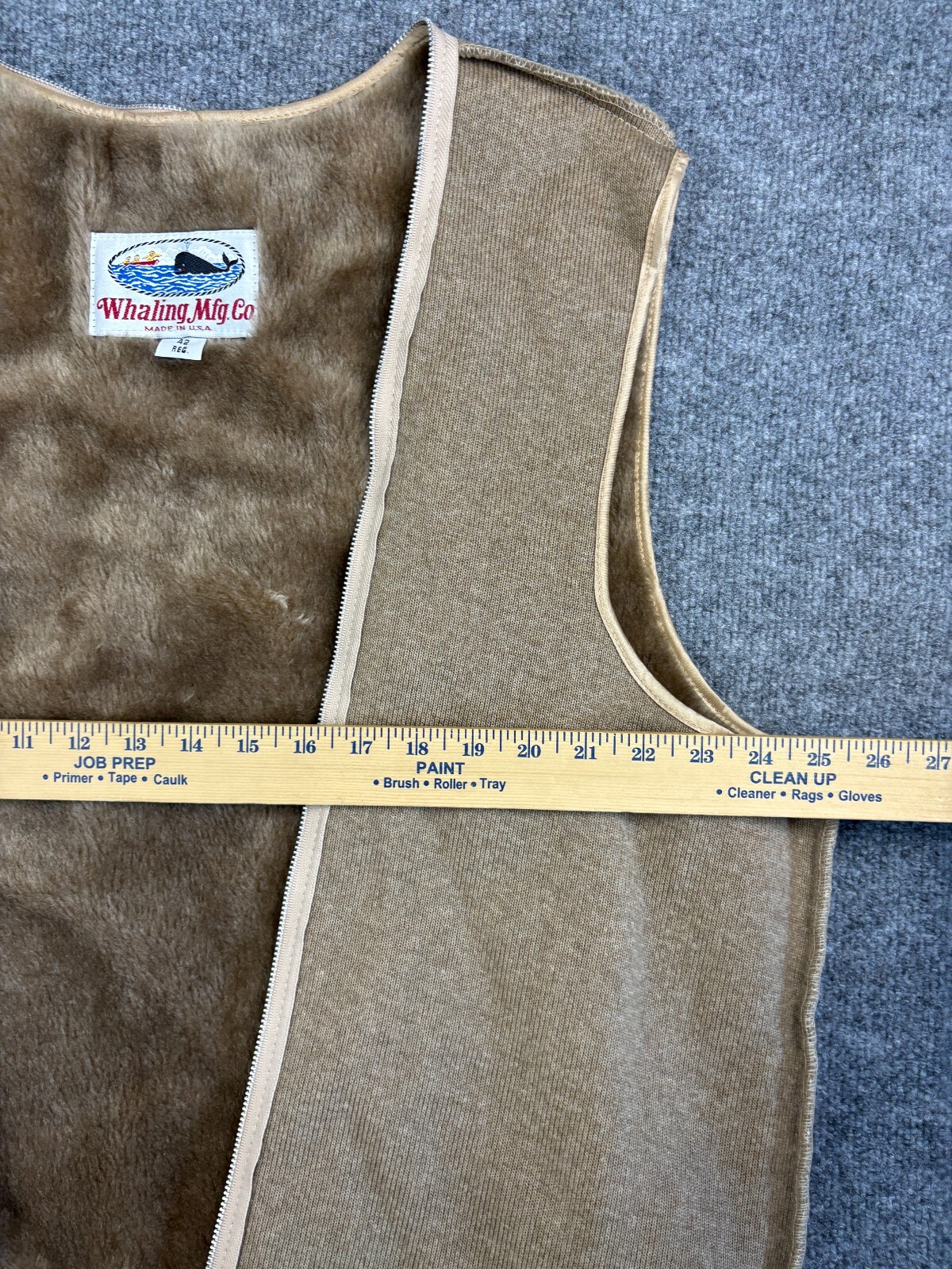 Vintage whaling Mfg Co Vest Men's 42 Red Brown Fleece Lined USA Zip In Liner