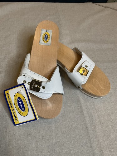 Vtg Dr Scholls Original Wooden Exercise Sandal Clog White Made in Italy 7 US NEW - Picture 12 of 12