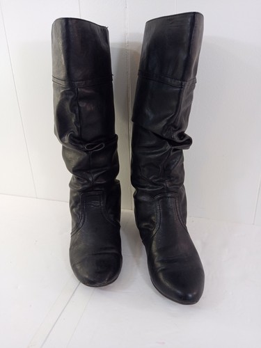 leather flat slouch boots