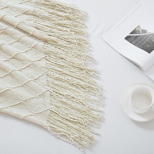Throw Blanket 50X60 InTextured Solid Soft Sofa Couch Decorative Knit Blanket - Picture 6 of 57