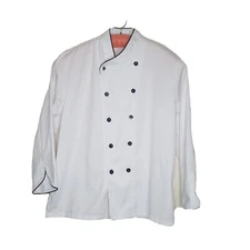 Chef Works Smock Shirt Top White L Cook Coat Restaurant Black Button Uniform  
