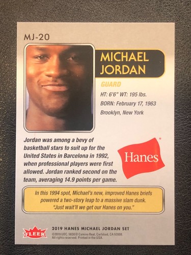 Michael Jordan 2019 Fleer Hanes Trading Cards "YOU PICK AND SAVE!" - Picture 95 of 133
