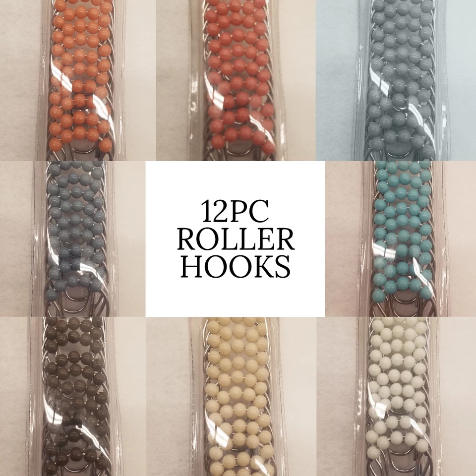 12件装滚珠式浴帘钩浴室设计师酒店系列  — 第 2/2 张图片