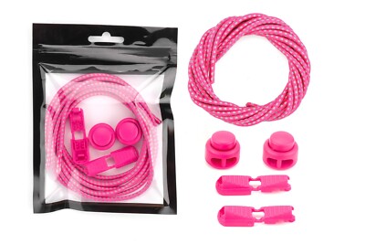 Jovial Hues: Button Lock No-Tie 3M 3Dot Reflective Safety Elastic Laces - Pink