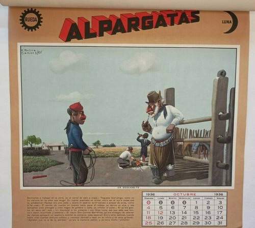 Molina Campos calendar 1936 Alpargatas Gaucho Complete - Picture 10 of 12