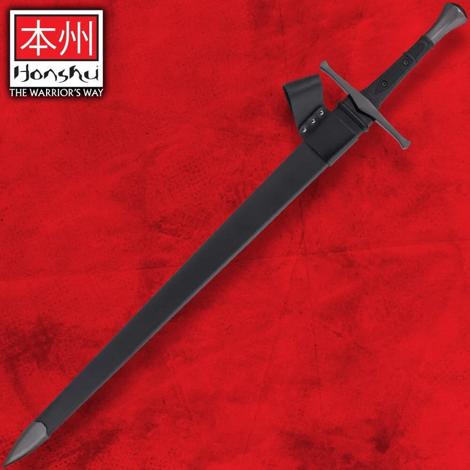 Espada y vaina HONSHU Midnight Forge, 43 1/2" de largo, percha de cinturón de cuero Foto 3 de 4