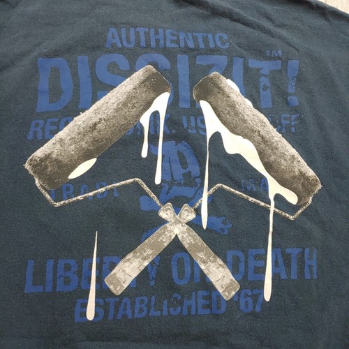 Dissizit Men's Paint Roller Liberty Or Death Graphic T-Shirt L Blue Streetwear - Picture 6 of 9