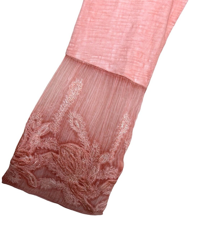 soft surroundings pastel orange long embroidered lace wrist sleeves