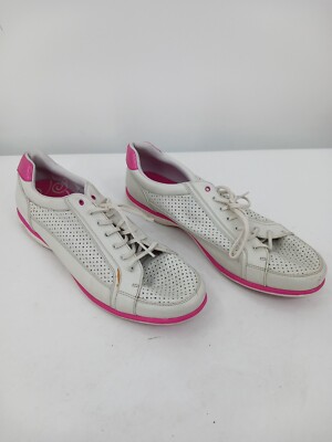 Callaway Golf Shoes White/Pink Leather Womens Size 11 W486-18 Spiked Lace Up