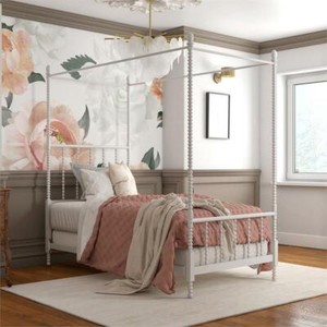 Dhp Emerson Metal Canopy Bed In Twin Size Frame In White Ebay