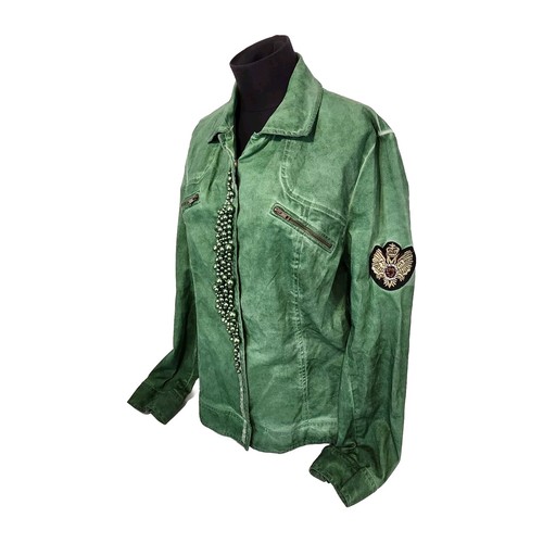 Bottega grüne Perlen leichte modische Jacke | Made in Italy | Damen Gr. XXL
