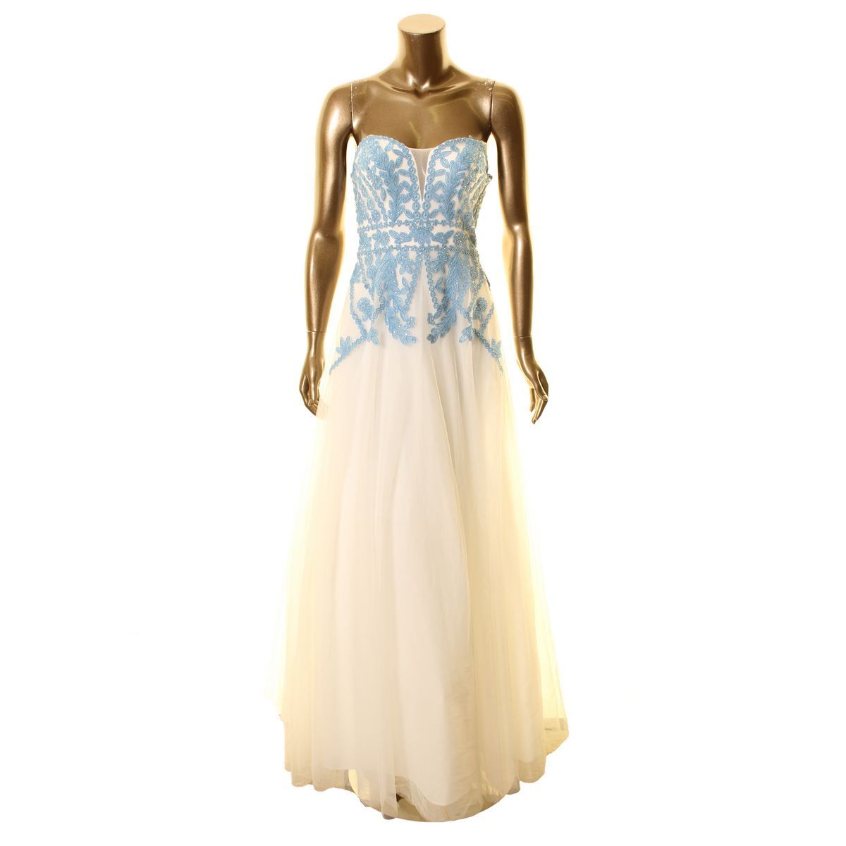 blondie nites embroidered dress Brielle Sequin V-Neck Floor Length Dress