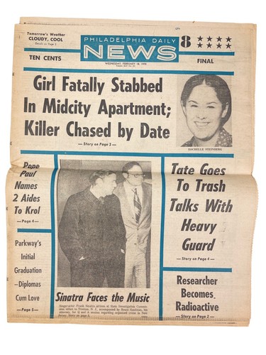 Vintage Feb 18 1970 PHILADELPHIA DAILY NEWS Newspaper Frank Sinatra NY Mafia Mob - Picture 2 of 13