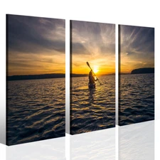 Canoe at Sunset Painting - Canvas Print on Sports Canvas