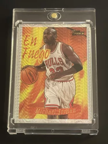 Michael Jordan 1996-97 Topps En Fuego REFRACTOR Card! Bulls GOAT HOF-RARE!