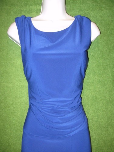 LRL Ralph Lauren Azure Blue Stretch Jersey Side Pleat Dress 20W $144 PLUS - Picture 4 of 7
