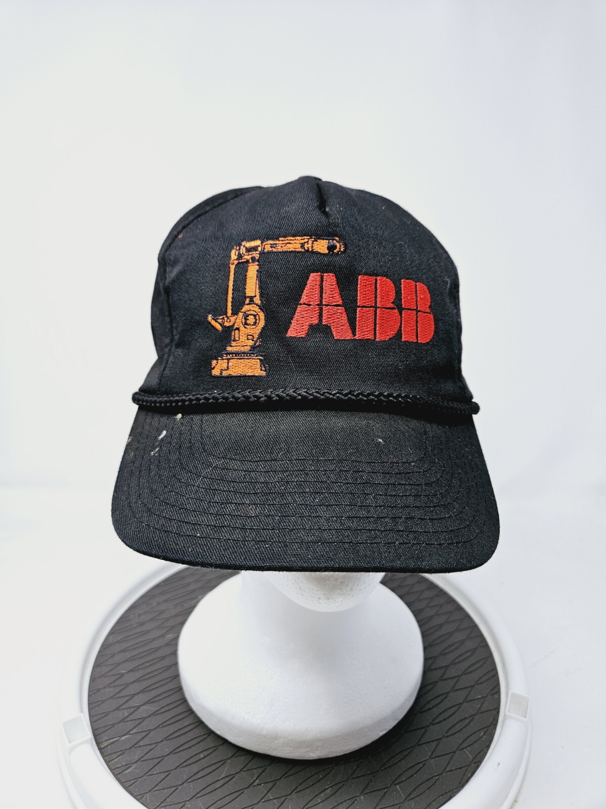 Vintage 80s ABB Technology Power Robotics Company BlackTrucker Snapback USA Made