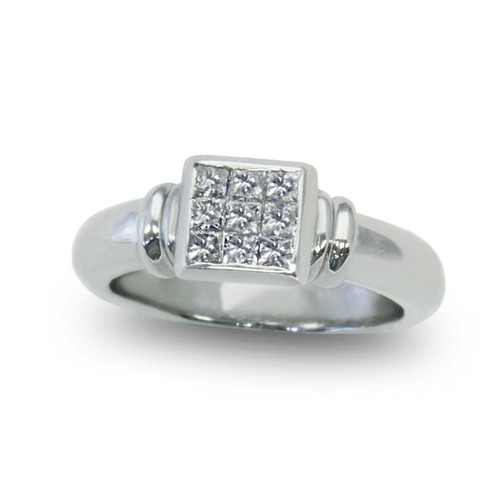Invisible Set Princess Cut Diamond Band 58 ctw Diamond in 14k White Gold