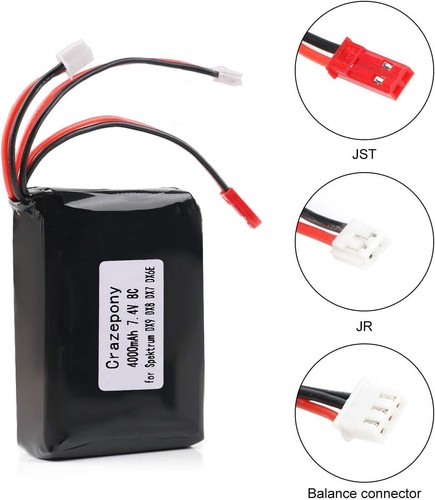 Pour Spektrum DX9/DX7/DX8/DX6E 4000mAh 7.4V Transmetteur LiPo Batterie JST JR Prise - Photo 18/88