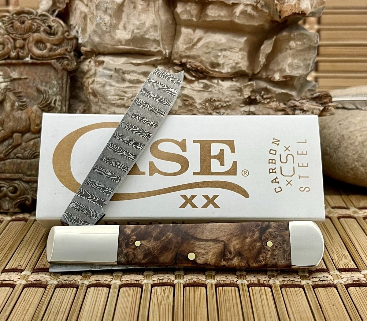 B-Real FOR A FEW DOLLARS MOREおまけ付き セット Case XX USA 2024 Natural Maple Burl 15092 Ladder Damascus Razor