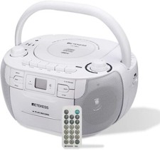 Portable Boombox CD Cassette Player Combo with AM FM Radio,Tape Recording,Stereo