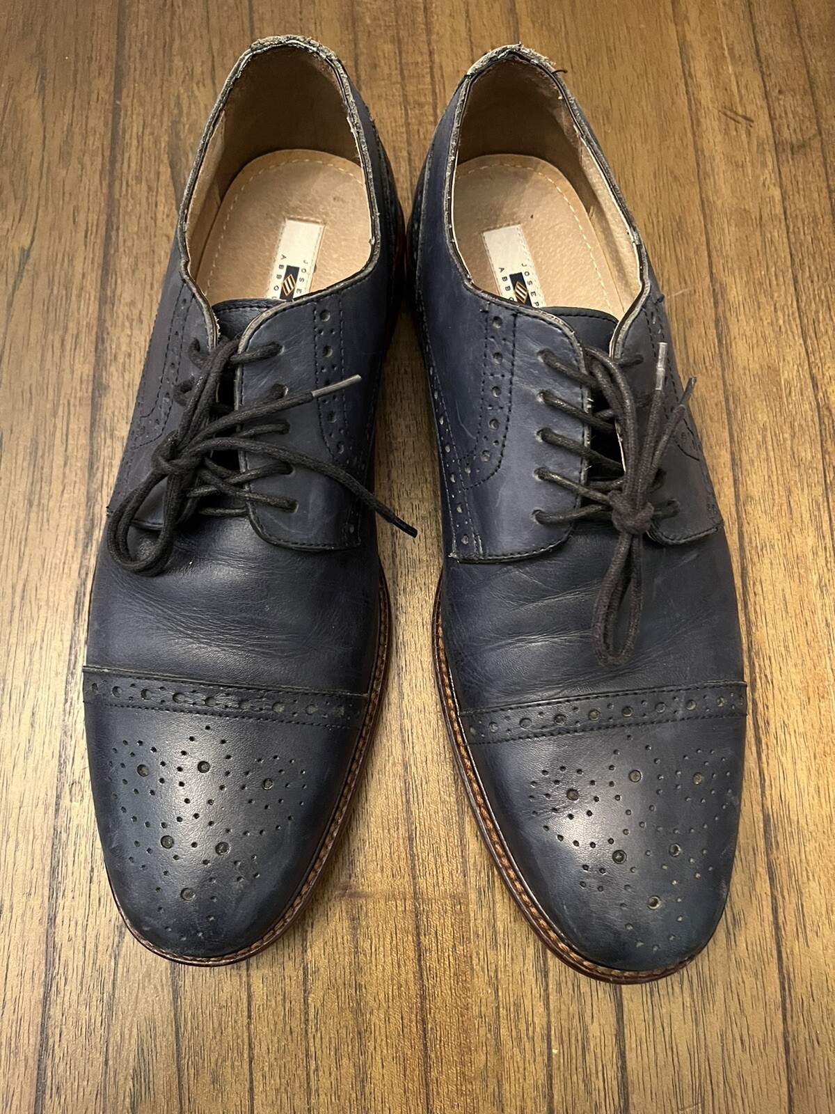 SAOLA Joseph Abboud Oxford Cap Toe Scarpe eleganti in pelle blu navy da uomo taglia 9 5