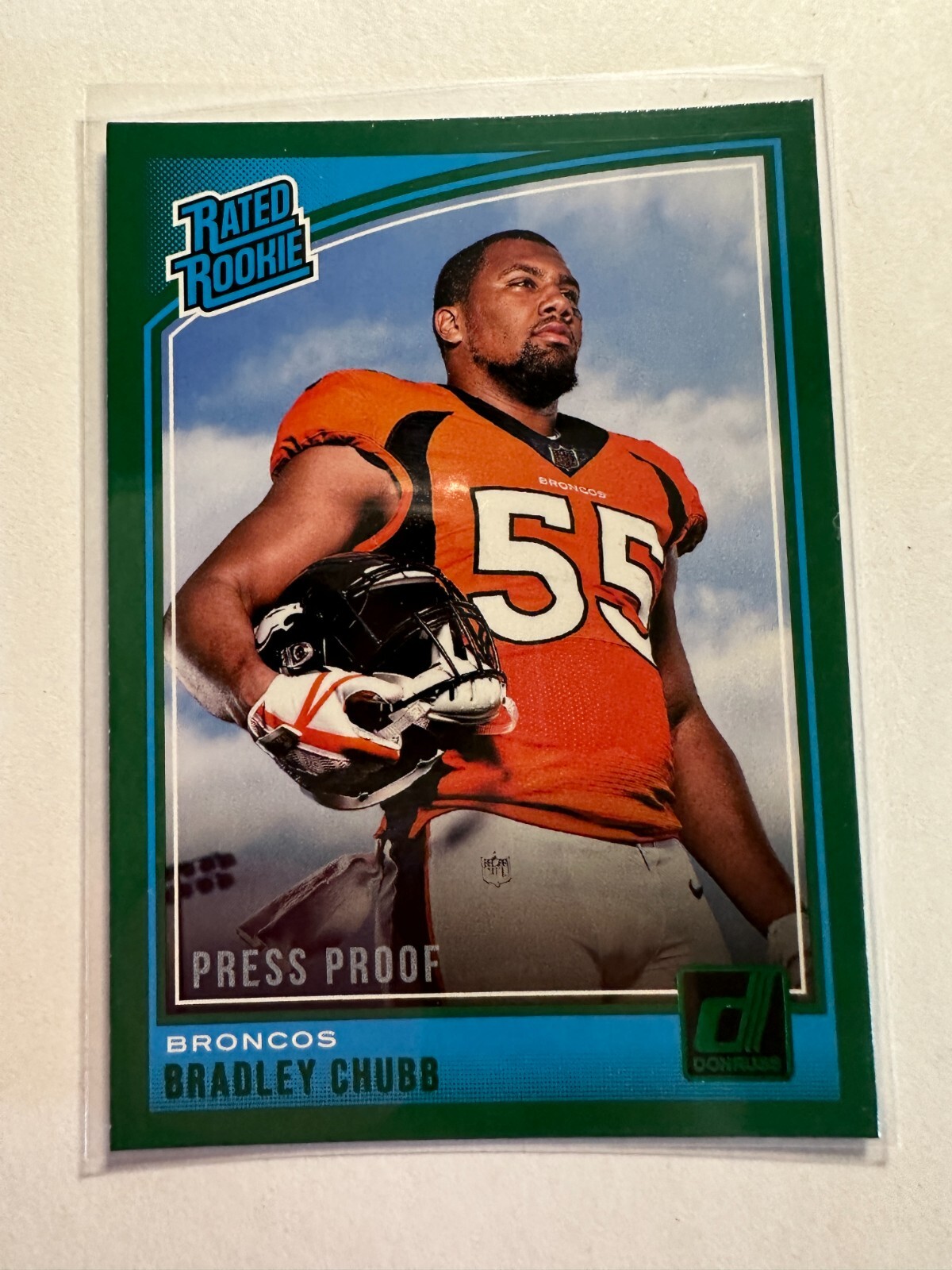 K21,045 - 2018 Donruss Press Proof Green #319 Bradley Chubb RR