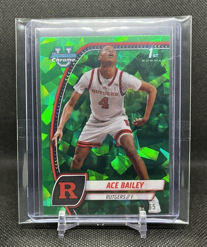 2024-25 Bowman University Chrome Sapphire ACE BAILEY 1st Chrome GREEN 62/65 SP - Picture 3 of 3