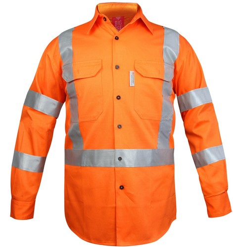 Hi Vis Shirts Orange NSW Rail Shirt Reflective tape X pattern back, H front - Picture 11 of 31