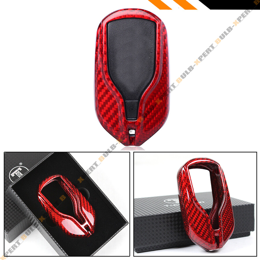 Red Carbon Fiber Key Fob Case For 2013-19 Maserati Quattroporte Ghibli Levante