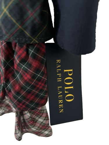 Ralph Lauren Girls Dress 6X Hoodie long sleeve tiered ruffled skirt Navy New - Picture 4 of 11