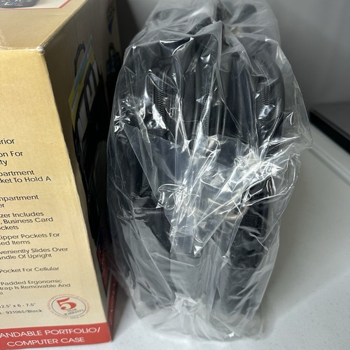 Vintage 90s AMERICAN TOURISTER XL Leather Briefcase Travel Laptop new in box - Picture 7 of 10