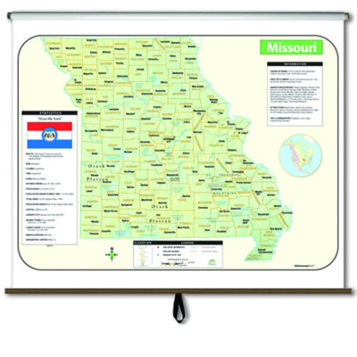 Missouri Large Scale Shaded Relief Wall Map on Roller