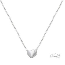 Sterling Silver 925 Mini Heart Necklace Love Heart Necklace with CZ Stone N153