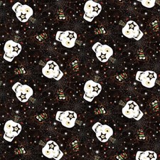 Hello Glow "GLOWS in the DARK" Black Skull Heads 100 Cotton fabric by the yard
