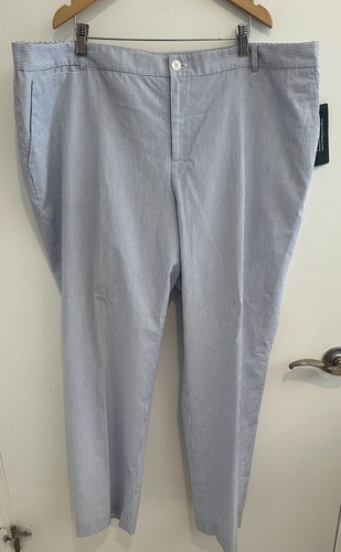LAUREN RALPH LAUREN Pants 20W Edita Chino Ankle Striped Seersucker Cotton Blue