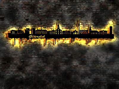 220 cm skyline LED Gütersloh mural wall decal wall sticker city map