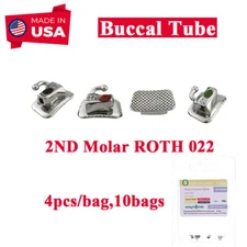 USA 40Pcs/Pk Dental Orthodontic Buccal Tube Roth 022 2ND Molar Bondable Non-Conv