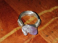 Wire Wrapped Amethyst/Clear Quartz Ring Size 6