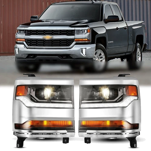 Headlights For 2016-2018 Chevy Silverado 1500 HID / Xenon DRL HeadLamps - Picture 2 of 24