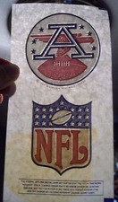 VINTAGE ORIGINAL AFL & NFL LOGO IRON ON TRANSFERS FROM 1969 BRAND NEW OLD STOCK