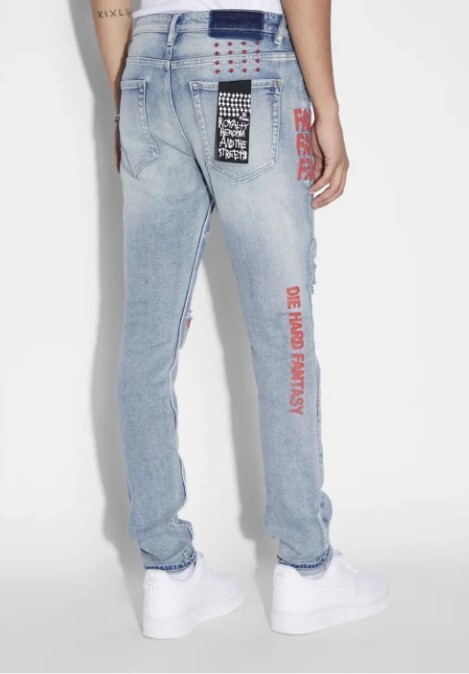 Ksubi Van Winkle Lion jeans 31x31 light blue trashed