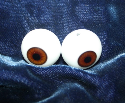 Antique flirty brown Doll Eyes hand-blown c. 7/8" - 23mm replays for 22 - 24mm - Picture 2 of 2